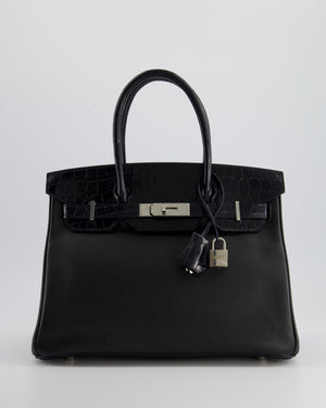 `*HOLY GRAIL* Hermés Birkin 30cm Retourne Bag in Black Novillo Leather 
Touch Alligator with Palladium Hardware