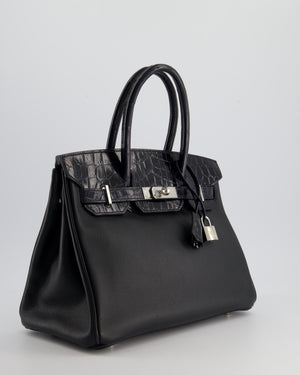 `*HOLY GRAIL* Hermés Birkin 30cm Retourne Bag in Black Novillo Leather 
Touch Alligator with Palladium Hardware