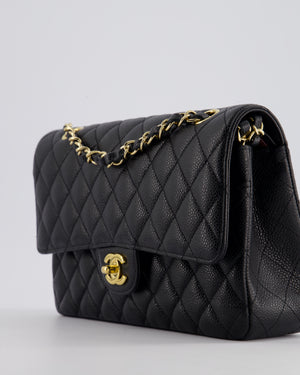 *HOT* Chanel Medium Black Classic Double Flap Bag in Caviar Leather with Gold Hardware