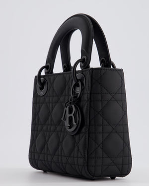 Christian Dior Mini Cannage Ultramatte Black Lady Dior Bag with Black Hardware RRP - £4200