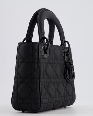 Christian Dior Mini Cannage Ultramatte Black Lady Dior Bag with Black Hardware RRP - £4200