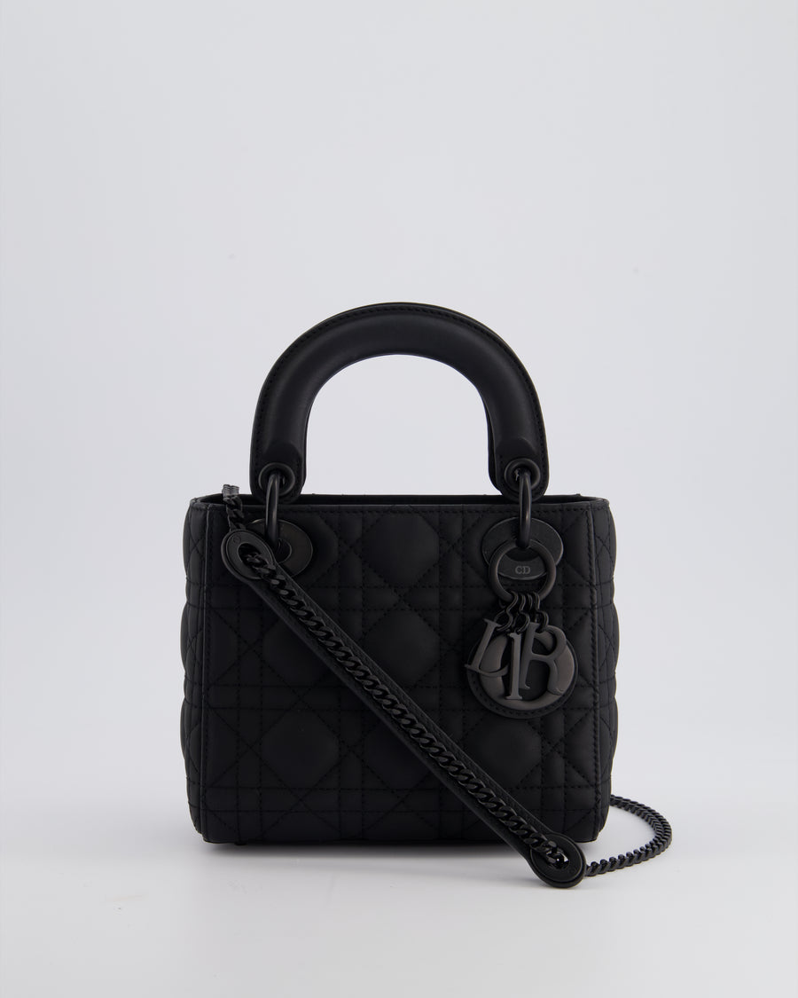 Christian Dior Mini Cannage Ultramatte Black Lady Dior Bag with Black Hardware RRP - £4200