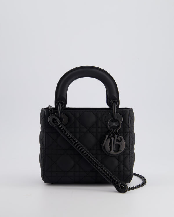 Christian Dior Mini Cannage Ultramatte Black Lady Dior Bag with Black Hardware RRP - £4200