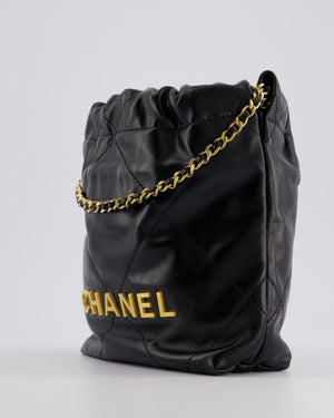 *RARE* Chanel Mini 22 Bag in Black Shiny Calfskin with Gold Hardware