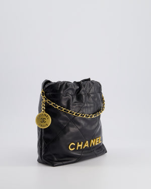 *RARE* Chanel Mini 22 Bag in Black Shiny Calfskin with Gold Hardware