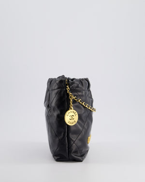 *RARE* Chanel Mini 22 Bag in Black Shiny Calfskin with Gold Hardware