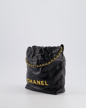 *RARE* Chanel Mini 22 Bag in Black Shiny Calfskin with Gold Hardware