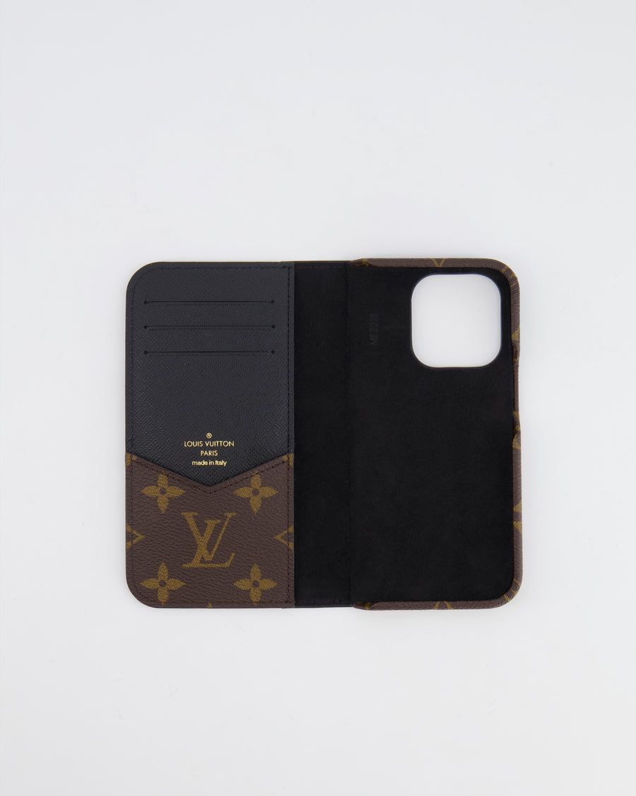 Louis Vuitton Brown Monogram Phone Case with Black Leather Details