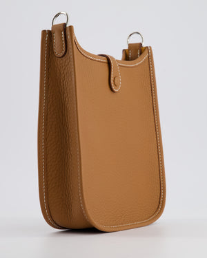 Hermès Mini Evelyne Bag in Gold Clemence Leather with Palladium Hardware