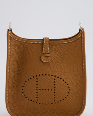 Hermès Mini Evelyne Bag in Gold Clemence Leather with Palladium Hardware