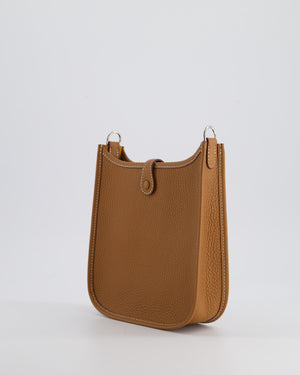 Hermès Mini Evelyne Bag in Gold Clemence Leather with Palladium Hardware