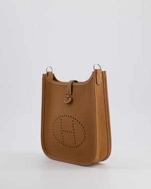 Hermès Mini Evelyne Bag in Gold Clemence Leather with Palladium Hardware