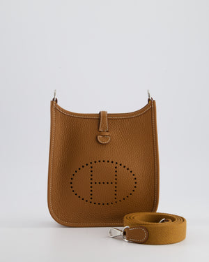 Hermès Mini Evelyne Bag in Gold Clemence Leather with Palladium Hardware