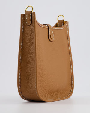 Hermès Mini Evelyne Bag in Gold Clemence Leather with Gold Hardware