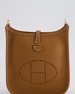 Hermès Mini Evelyne Bag in Gold Clemence Leather with Gold Hardware