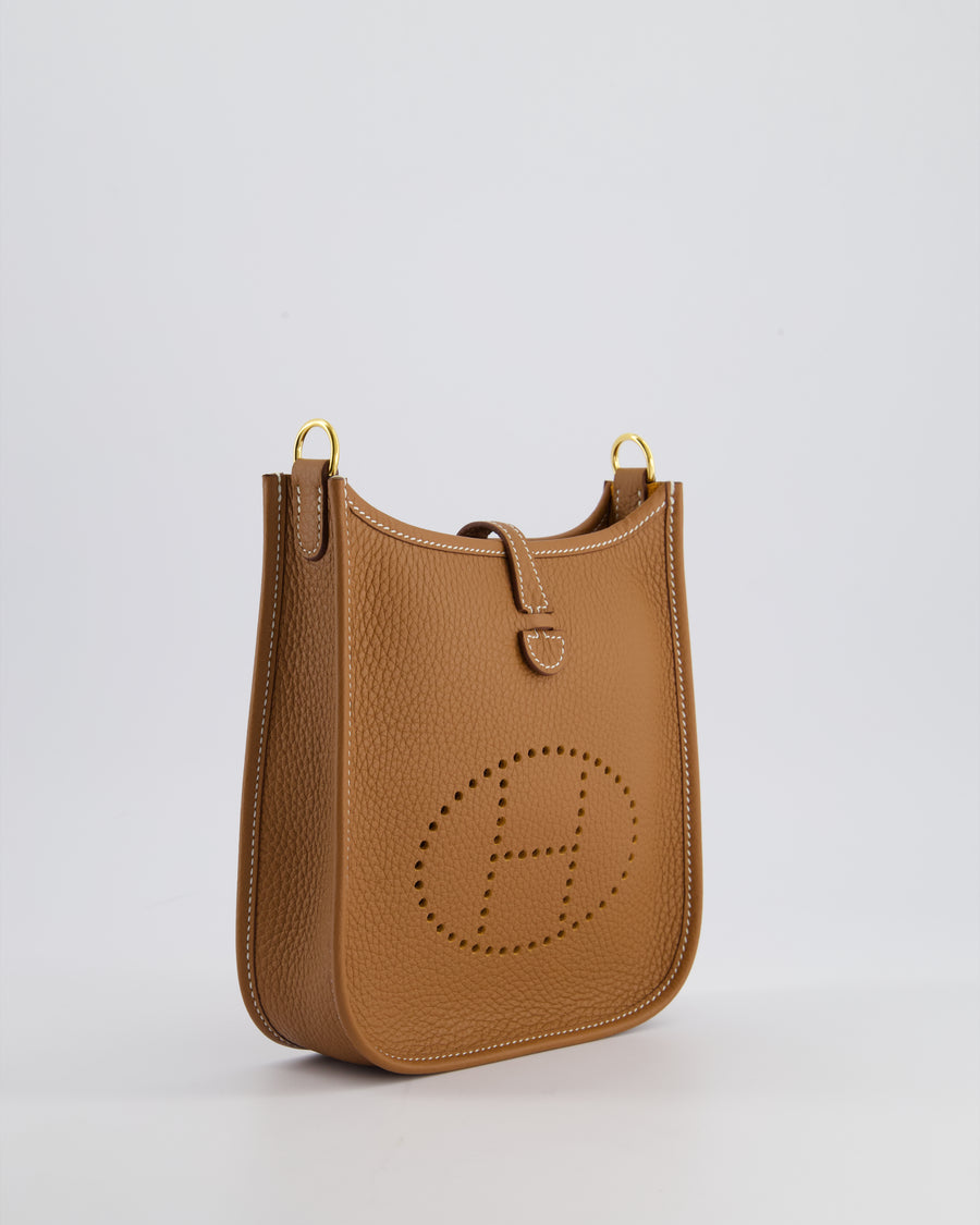 Hermès Mini Evelyne Bag in Gold Clemence Leather with Gold Hardware