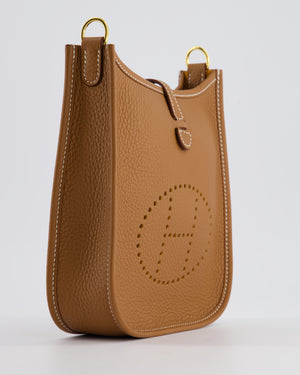 Hermès Mini Evelyne Bag in Gold Clemence Leather with Gold Hardware