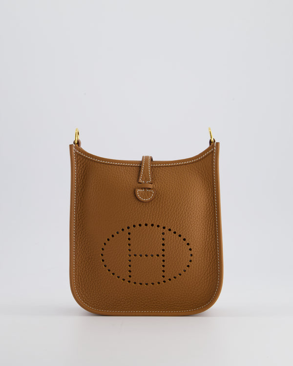 Hermès Mini Evelyne Bag in Gold Clemence Leather with Gold Hardware