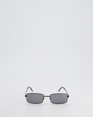 Saint Laurent Black Rectangular Sunglasses With Matte Black Metal Frame