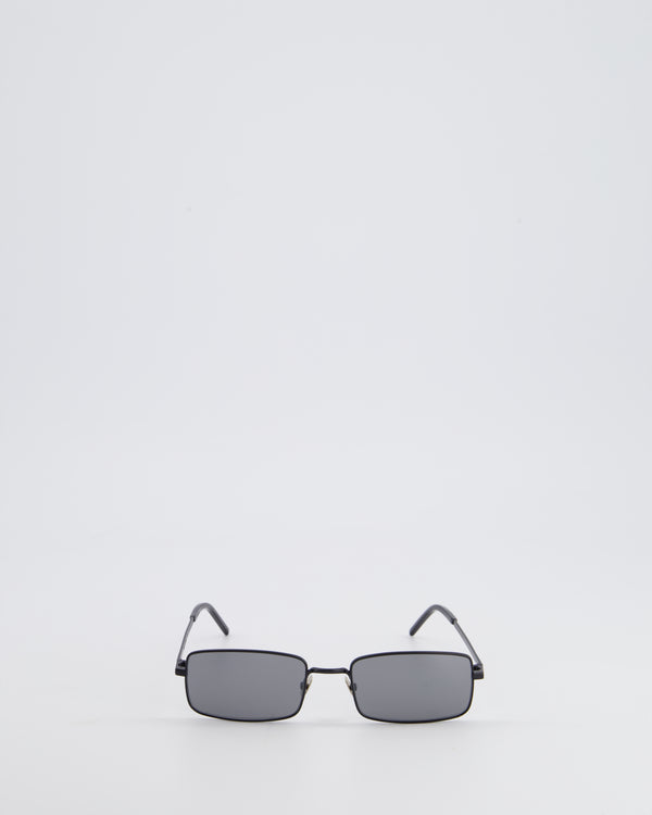 Saint Laurent Black Rectangular Sunglasses With Matte Black Metal Frame