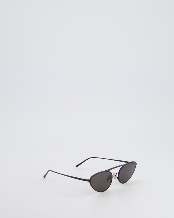 Saint Laurent Black Cat-Eye Sunglasses With Matte Black Metal Frame