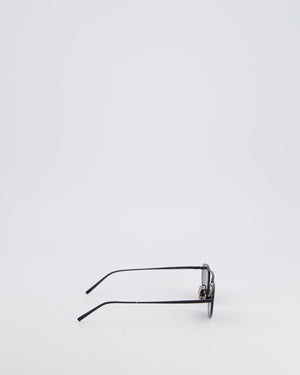 Saint Laurent Black Cat-Eye Sunglasses With Matte Black Metal Frame