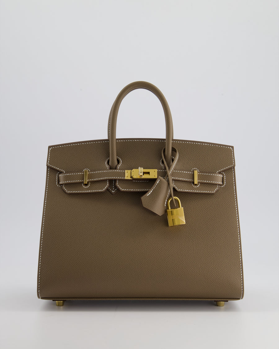 *HOLY GRAIL* Hermès Birkin 25cm Bag Replica Jewelry
 in Etoupe Epsom Leather with Gold Hardware