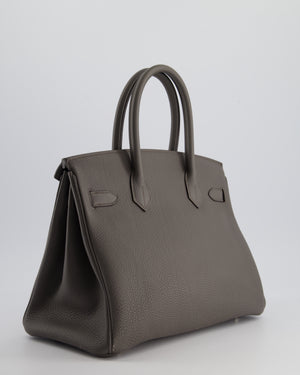 *FIRE PRICE* Hermès Birkin 30cm Retourne Bag in Gris Etain Togo Leather With Palladium Hardware