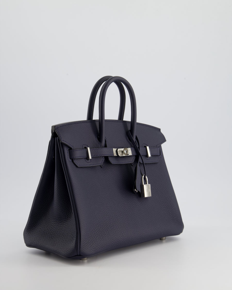 Hermès Birkin 25cm Bag Retourne in Bleu Nuit Togo Leather with Palladium Hardware