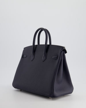 Hermès Birkin 25cm Bag Retourne in Bleu Nuit Togo Leather with Palladium Hardware