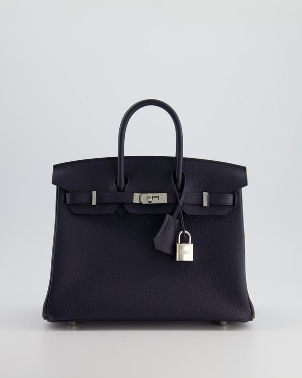 Hermès Birkin 25cm Bag Retourne in Bleu Nuit Togo Leather with Palladium Hardware