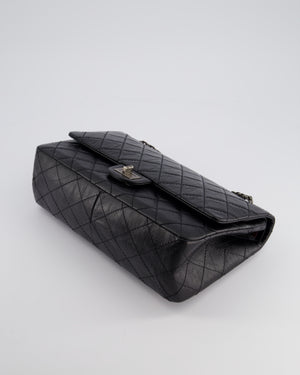 Chanel Black Medium Reissue 2.55 Double Flap Bag in Quilted Crumpled Lambskin with Ruthenium Hardware RRP £8,850