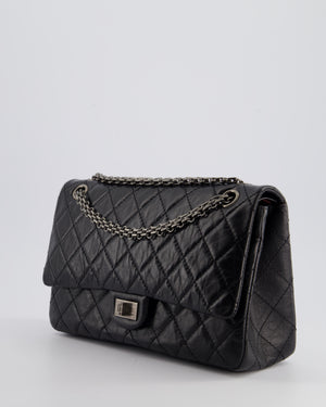 Chanel Black Medium Reissue 2.55 Double Flap Bag in Quilted Crumpled Lambskin with Ruthenium Hardware RRP £8,850