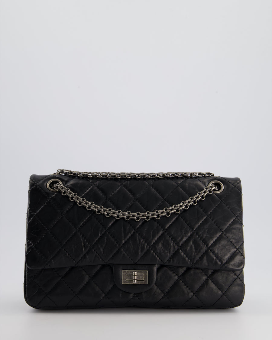 Chanel Black Medium Reissue 2.55 Double Flap Bag in Quilted Crumpled Lambskin with Ruthenium Hardware RRP £8,850