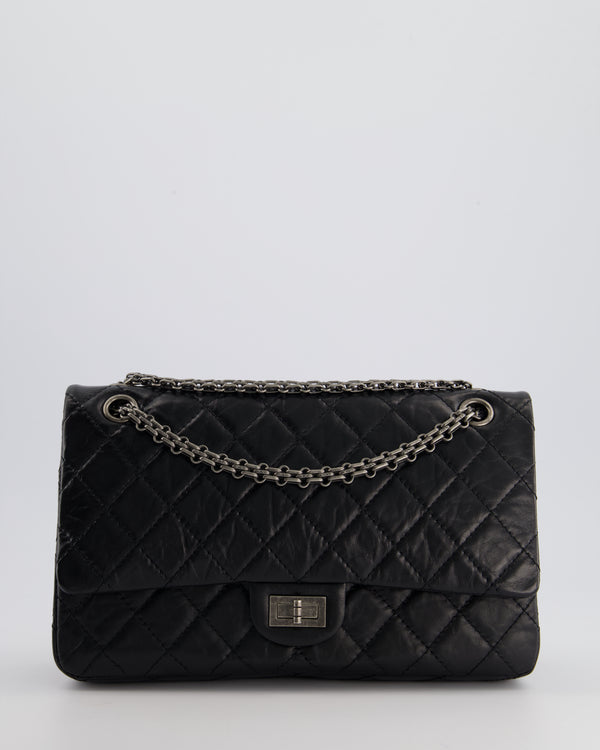 Chanel Black Medium Reissue 2.55 Double Flap Bag in Quilted Crumpled Lambskin with Ruthenium Hardware RRP £8,850