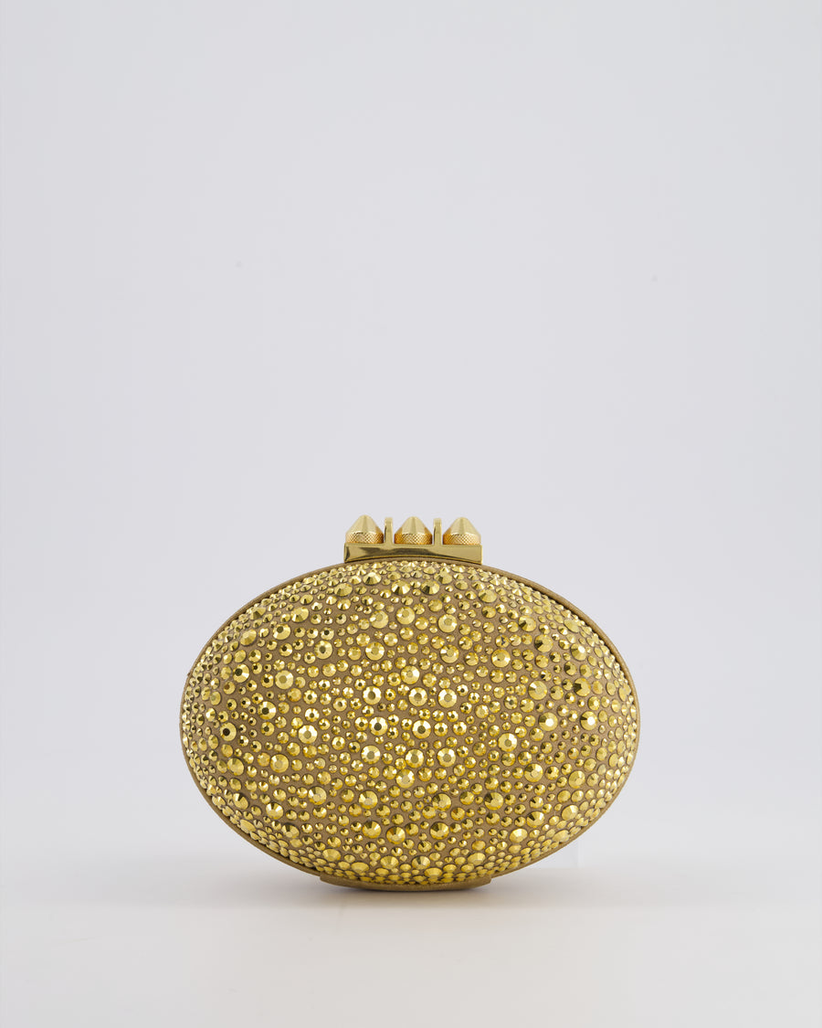 Christian Louboutin Gold Crystal Embellished Mina Clutch Bag