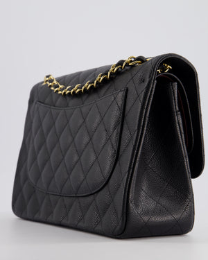 Chanel Black Jumbo Classic Double Flap Bag in Caviar Leather with Gold Hardware RRP £9,540