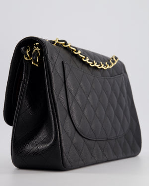 Chanel Black Jumbo Classic Double Flap Bag in Caviar Leather with Gold Hardware RRP £9,540