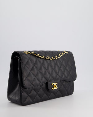 Chanel Black Jumbo Classic Double Flap Bag in Caviar Leather with Gold Hardware RRP £9,540