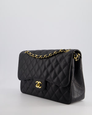 Chanel Black Jumbo Classic Double Flap Bag in Caviar Leather with Gold Hardware RRP £9,540