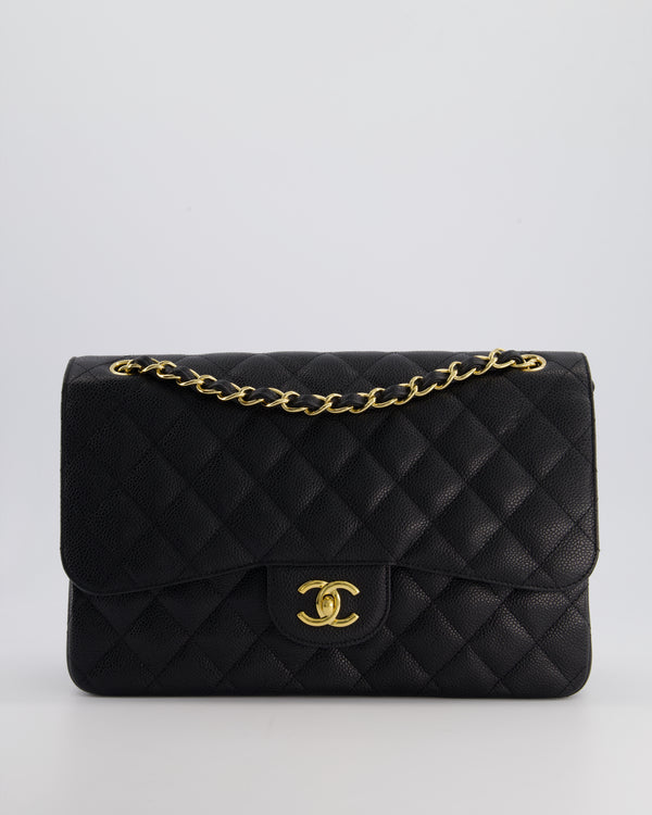 Chanel Black Jumbo Classic Double Flap Bag in Caviar Leather with Gold Hardware RRP £9,540