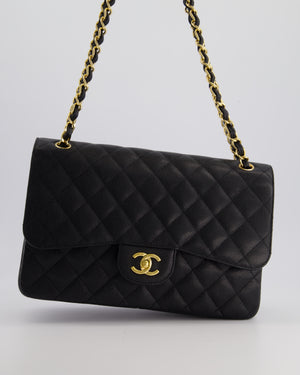 Chanel Black Jumbo Classic Double Flap Bag in Caviar Leather with Gold Hardware RRP £9,540