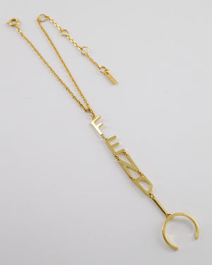 Fendi Gold Logo Chain Bracelet with Ring Detail