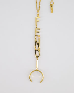 Fendi Gold Logo Chain Bracelet with Ring Detail