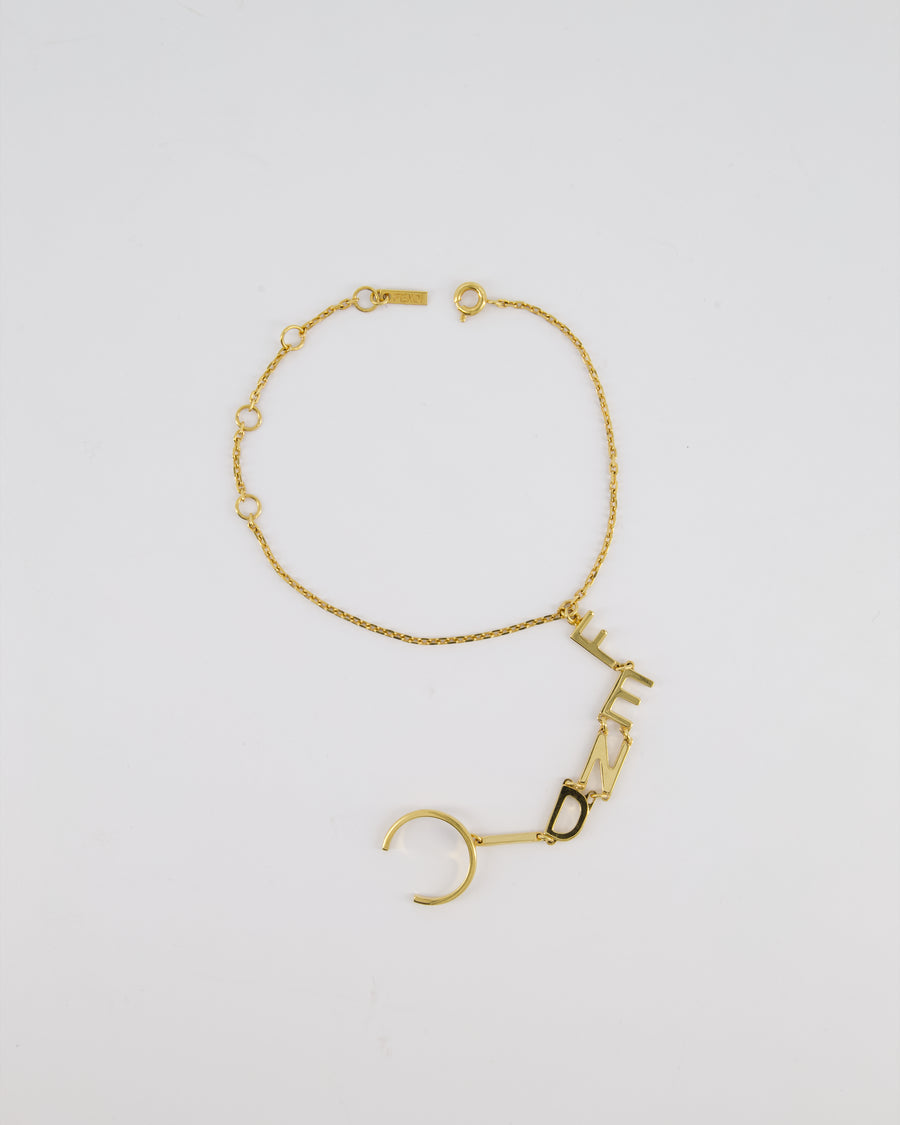 Fendi Gold Logo Chain Bracelet with Ring Detail