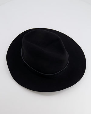 Valentino VLogo Black Felt Fedora Hat with Logo Detail Size S RRP £710