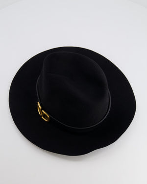 Valentino VLogo Black Felt Fedora Hat with Logo Detail Size S RRP £710