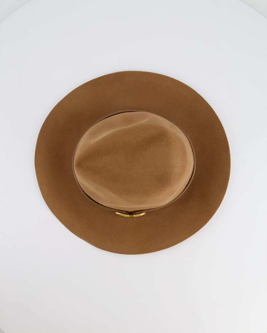 Valentino VLogo Light Beige Felt Fedora Hat with VLogo Detail Size S RRP £710