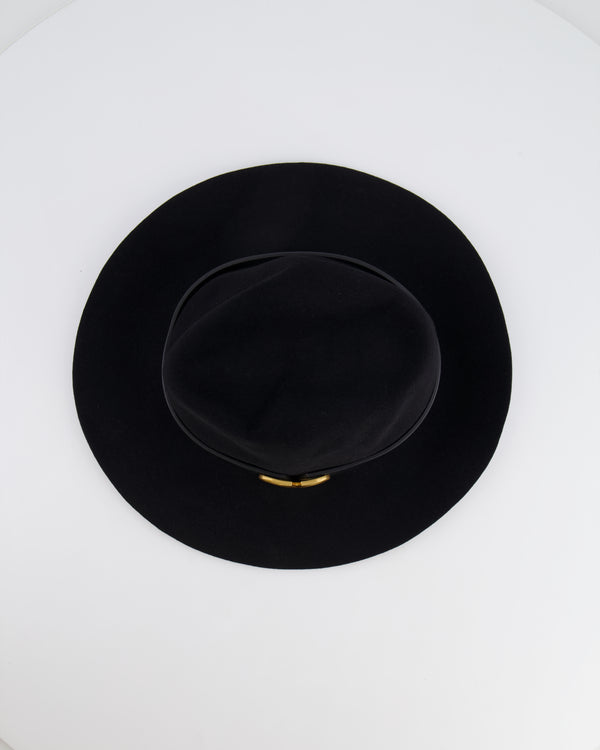 Valentino VLogo Black Felt Fedora Hat with Logo Detail Size S RRP £710