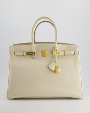 *RARE* Hermès Birkin Retourne Bag 35cm in Craie Epsom Leather and Gold Hardware